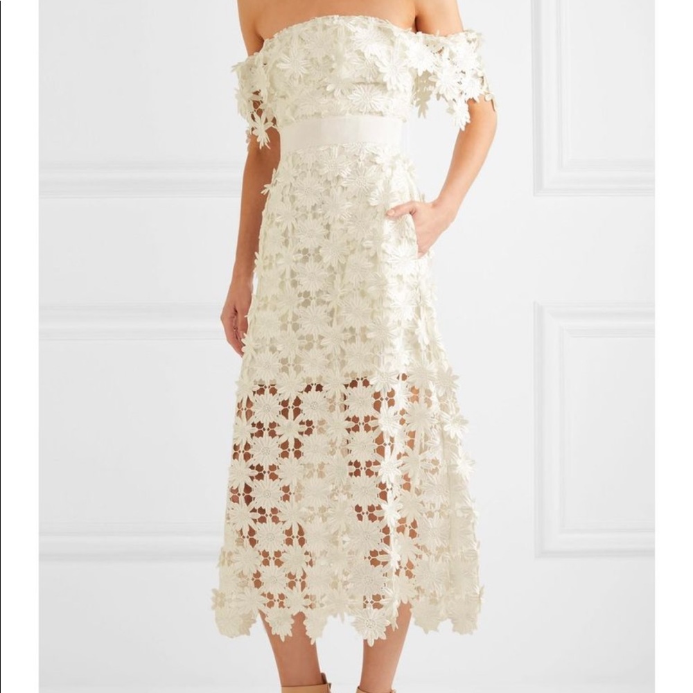 Self portrait 3D lace floral midi dress US 4